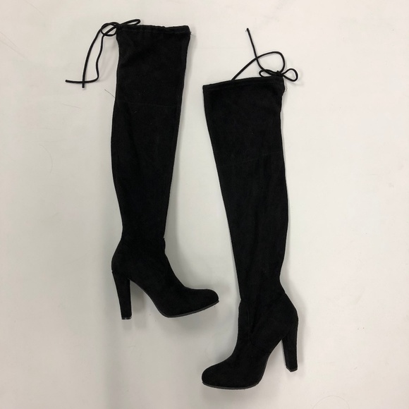 Shoes - Black Over the Knee Faux Suede Boots